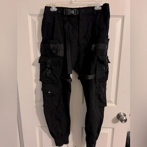 Md Black Joggers With Straps and Buckles